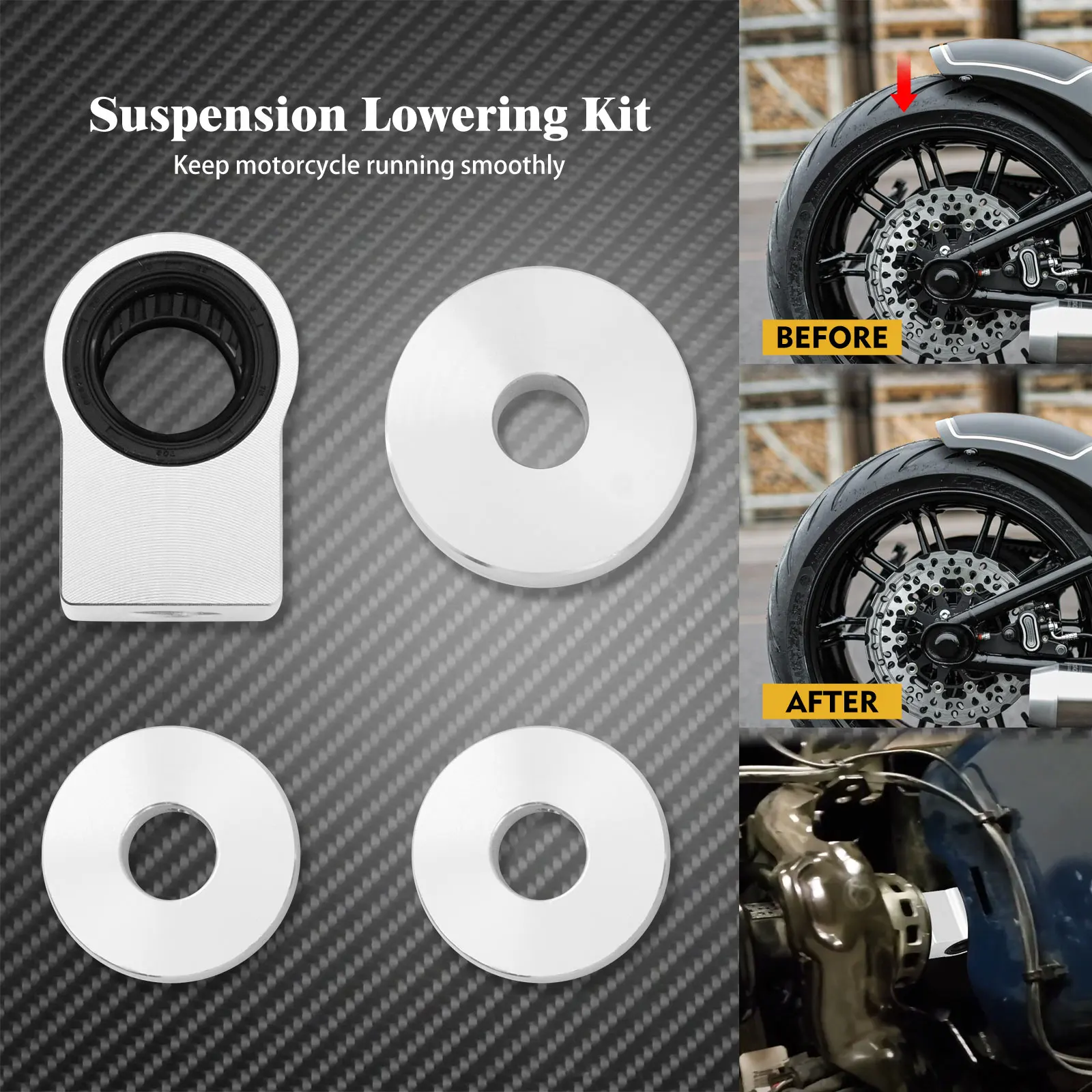 Motorcycle Chrome Rear Shock Lowering Kit For Harley Heritage Softail Lower Rider Fat Boy Breakout Deluxe FL Slim FLST 2018-Up