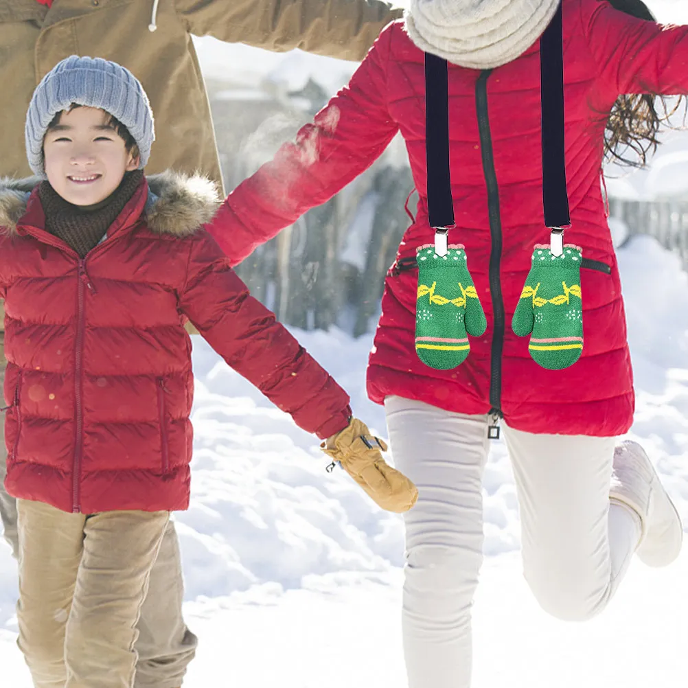 

3 Pcs Kids Glove Clips School Mitten Winter Gloves Elastic Straps Holder Hat for Mittens