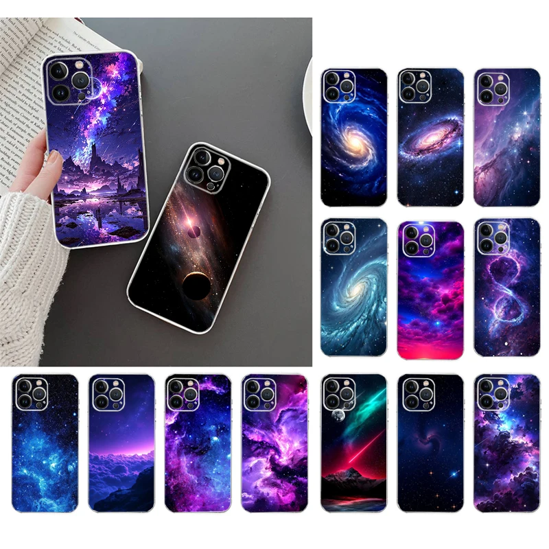 

Phone Case Carcasa Funda For iPhone 16 15 13 14 11 12 Pro Max 16 14 12 13 Pro 15 Plus 16E Space Universe Star Case