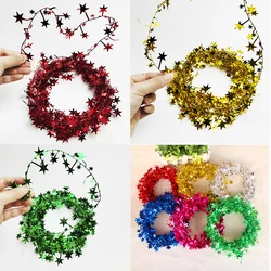 7.5M Christmas Iron Tinsel Rattan Star Garland Wreath Decor Ribbon Xmas Tree Pendant Glitter Sequin Christmas Party Supplies