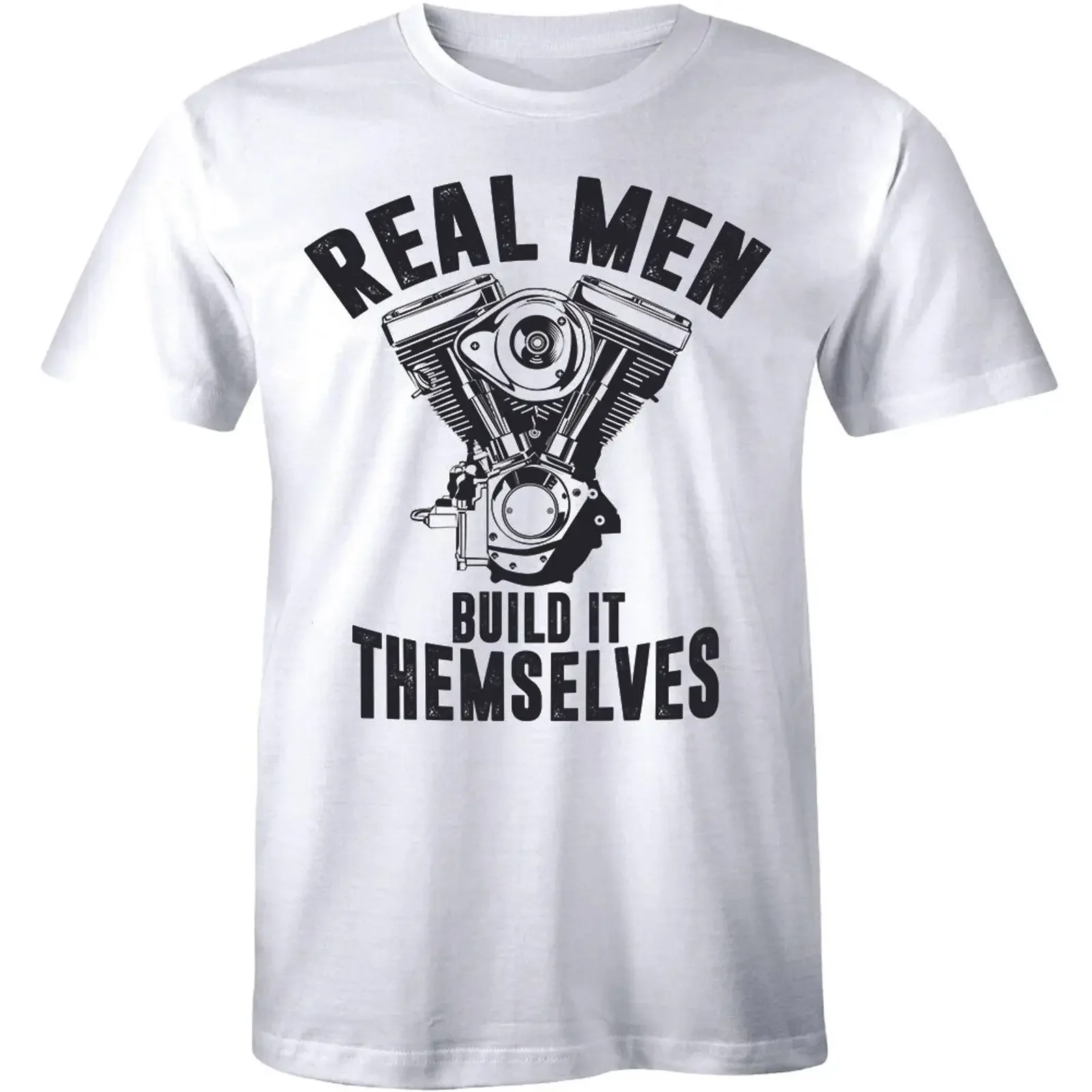 Real Men Build Themselves Mechanic Garage Motor Car Engine Mens T Shirt vintage Washed designer clothes Breathable streetwear