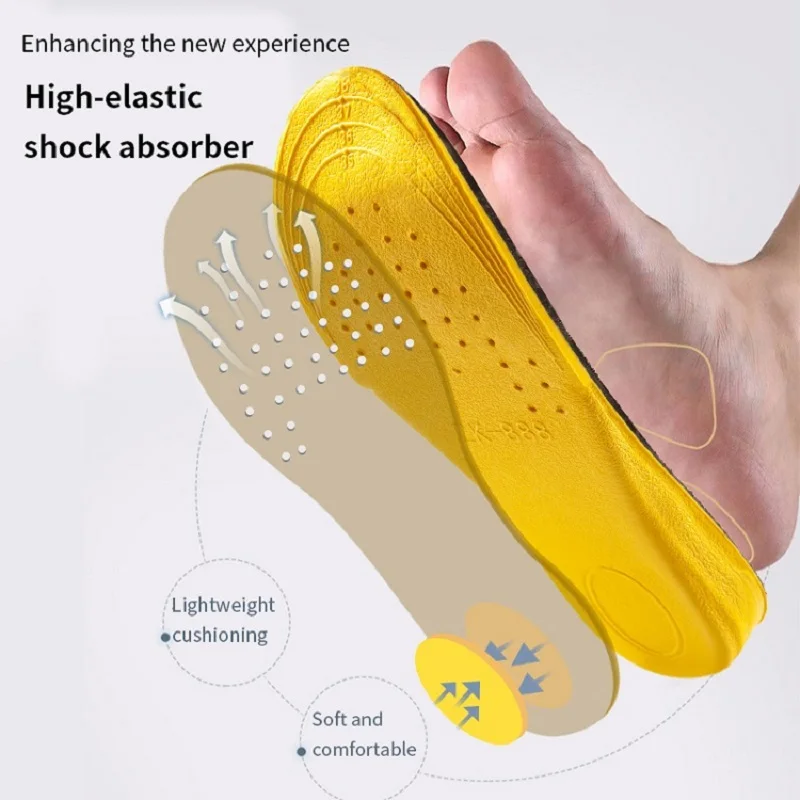 Invisiable Height Increase Insoles for Women Men Heel Lift Yellow Shoes Sole Pad Breathable Shock Absorption Feet Care Cushion