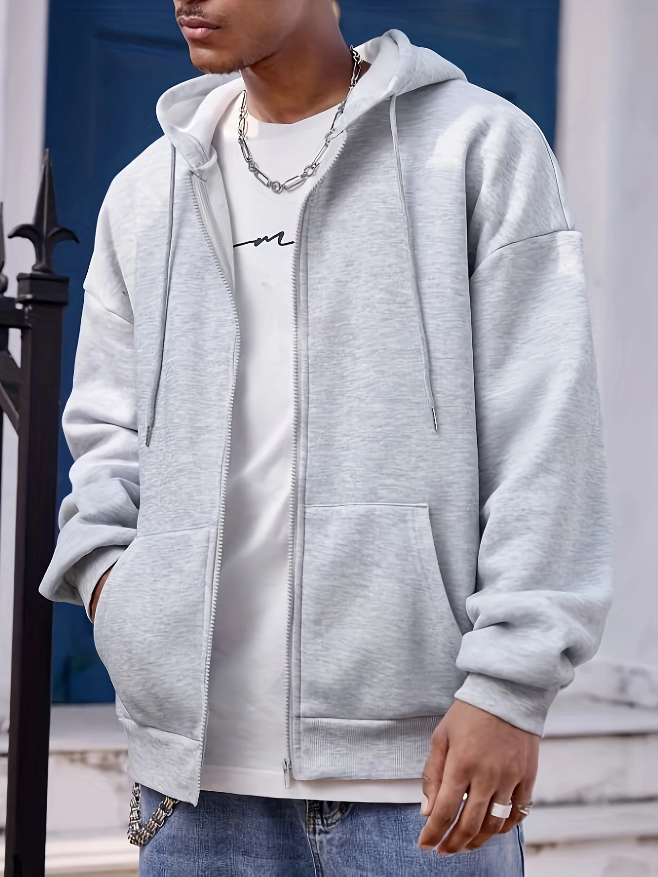 Camiseta holgada de manga larga con cuello redondo para hombre, camiseta con capucha de talla grande para otoño e invierno