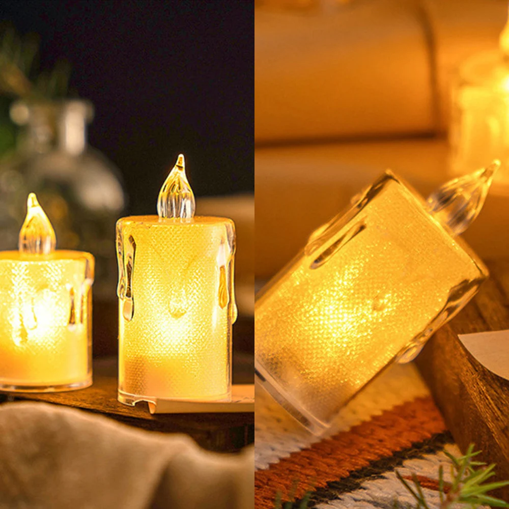 1Pcs LED Candles Light Flameless Candle Plastic Pillar Flickering Candle Night Light Home Party Ramadan Wedding Xmas Decoration