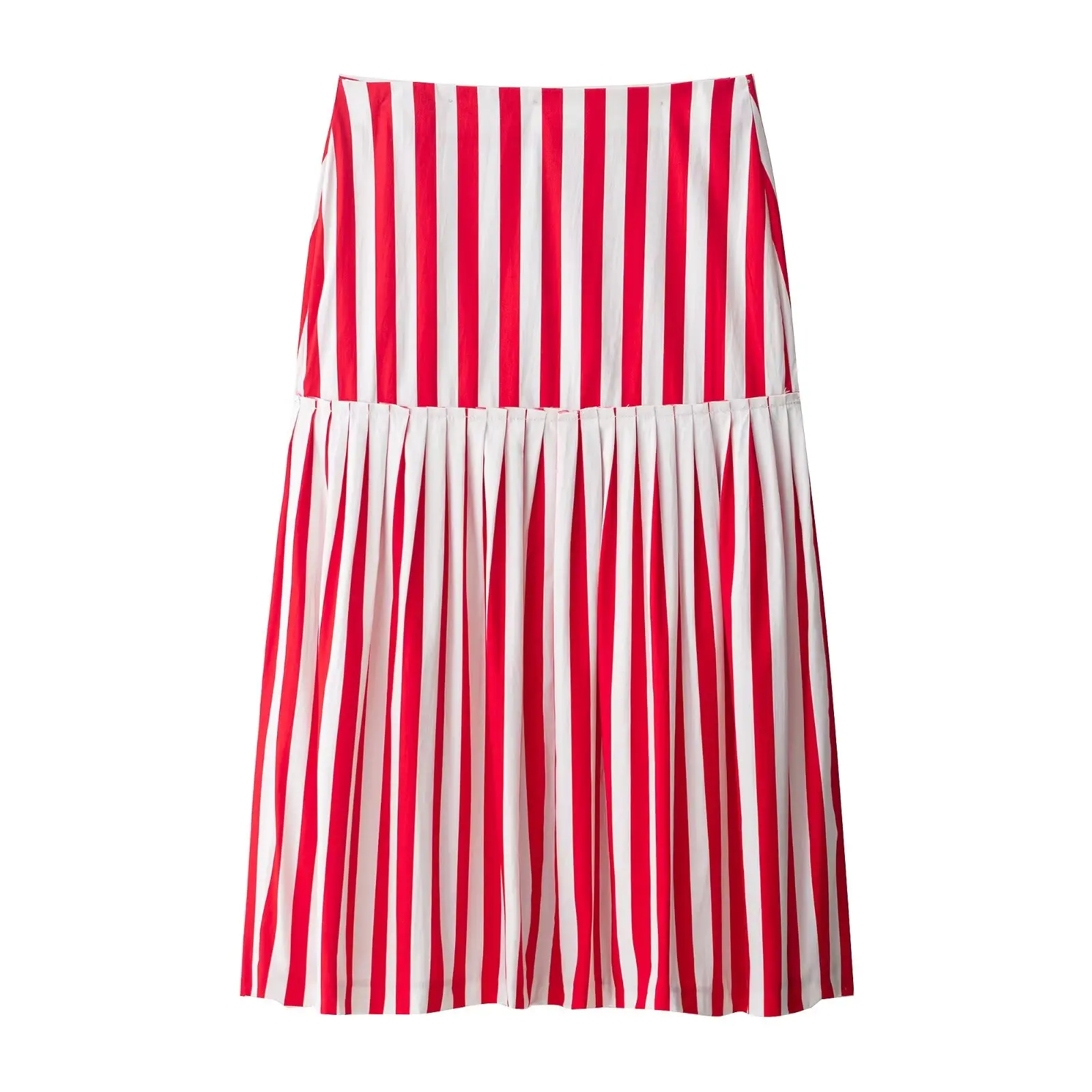 

Korejepo New Women Fashion European American Style Versatile Striped Lace Up Half Body MIDI Skirt