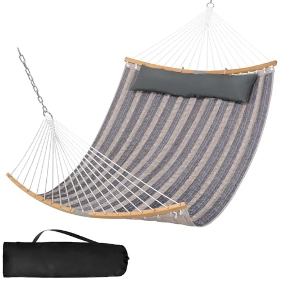 

Hammocks Portable Double Hammock with Curved Spreader Bar 450 lbs Capacity Heavy Duty Outdoor Hammock with Carrying Bag