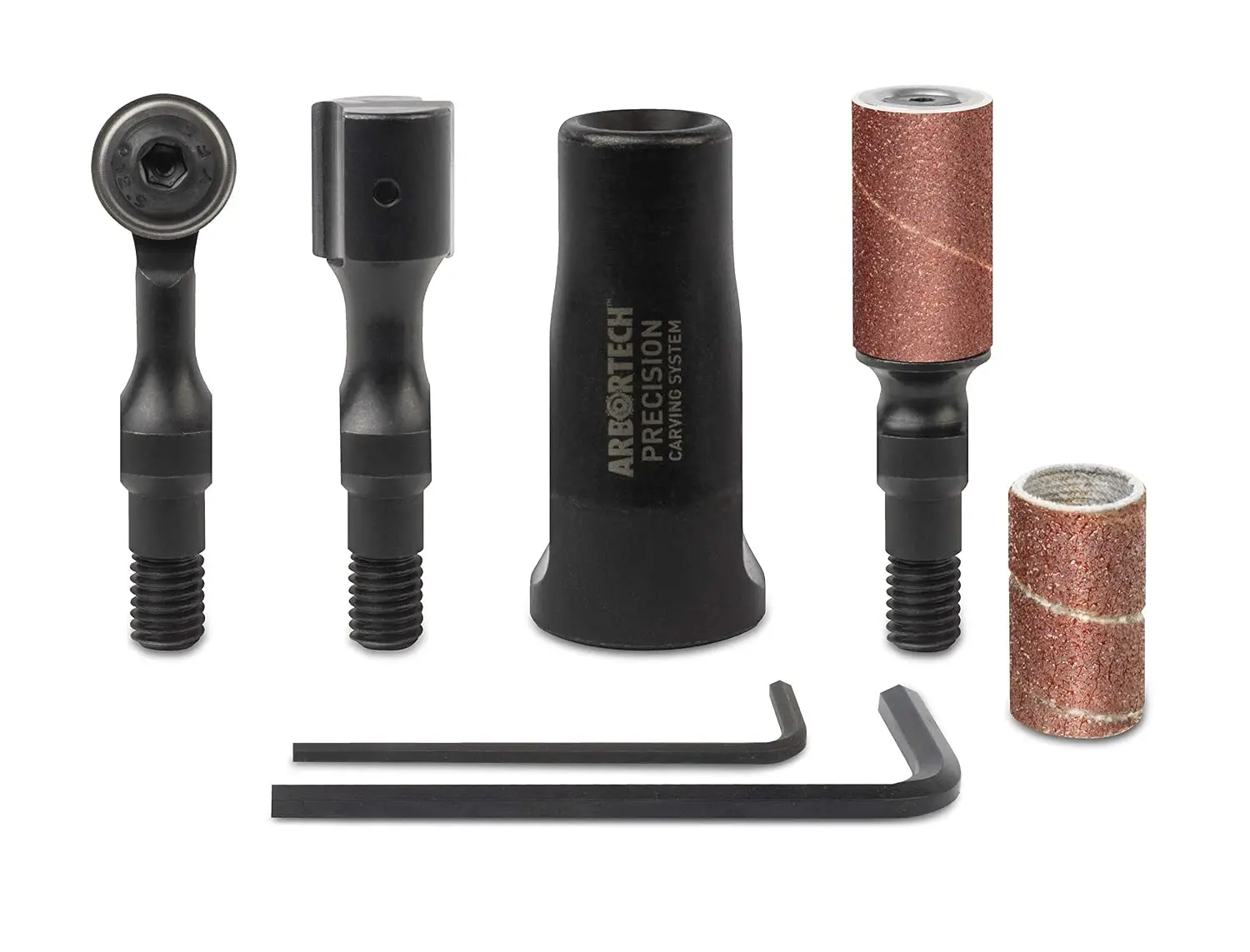Precision Carving System 3-Piece Attachment Set for Woodworkers with Mini Ball Gouge, Barrel Carver & Drum Sander - Fits 4"-4.5" Angle Grinder