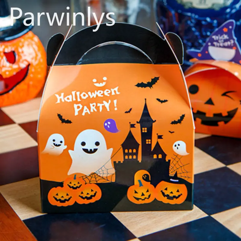 10-70 PCS Halloween Candy Pumpkin Package Box Egg Tart Dessert Takeaway Tote Bag Gift Portable Pastry Wrapping Wholesale Party