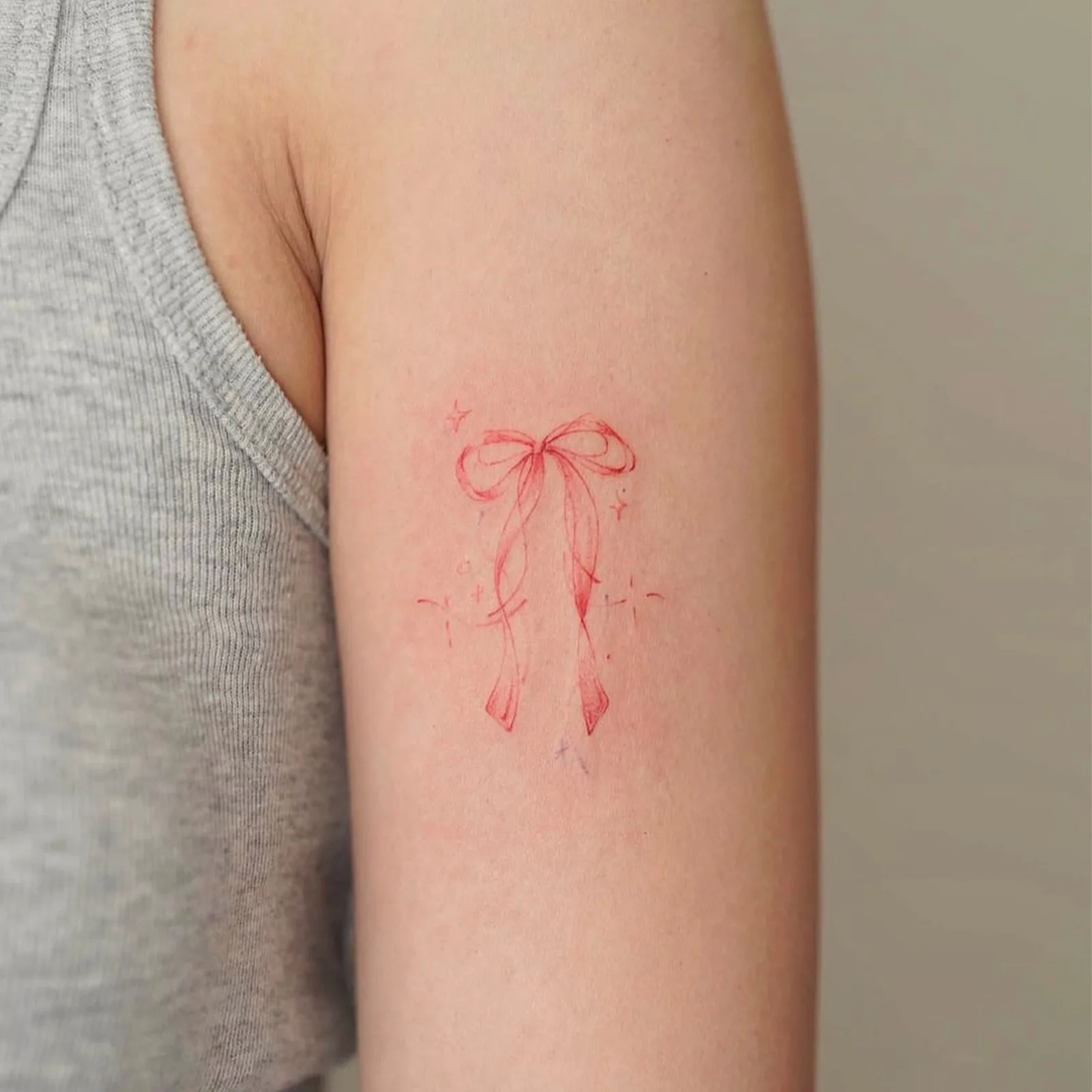 Pink Ribbon Bow Tattoo Sticker, Temporary Butterfly Star Tattoo for Women, Waterproof Long-Lasting Arm Decals, Cute Girl Body Ar
