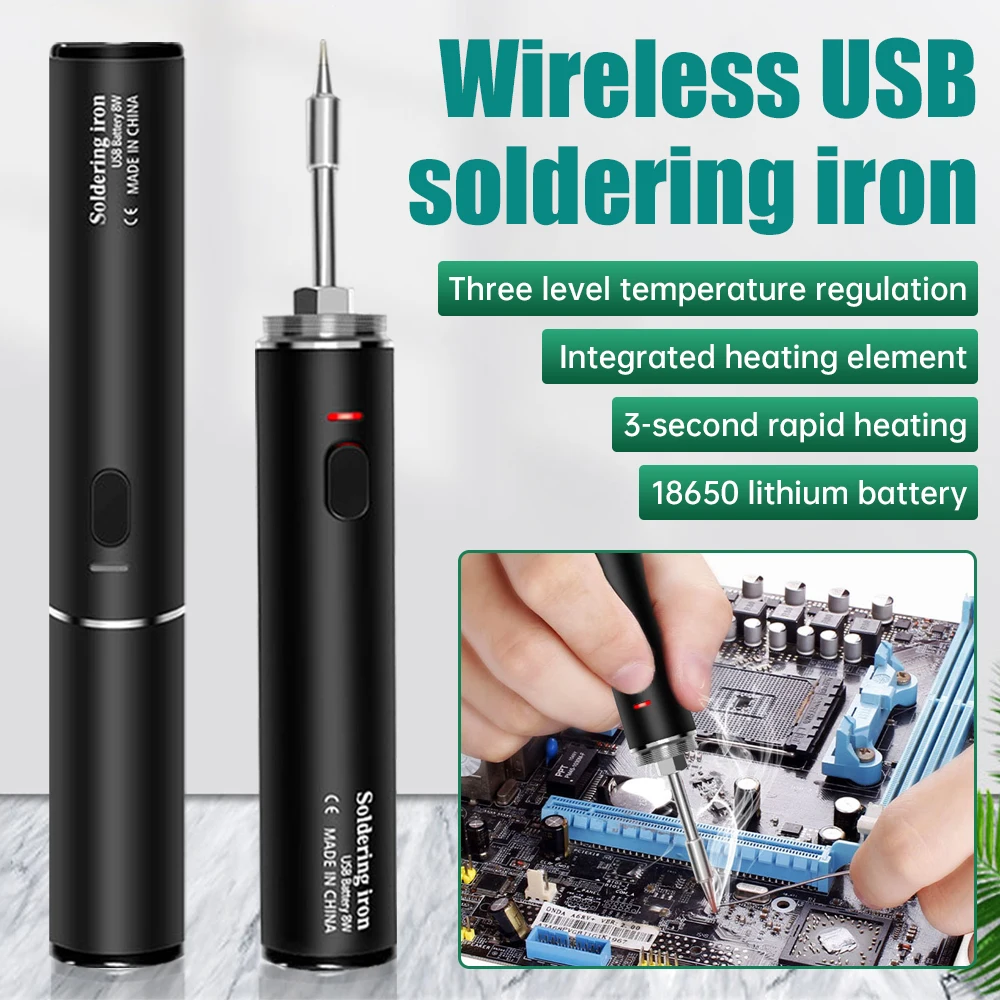 Wireless charging USB  5V Soldering iron 18350 lithium battery Diy Manual Radio Soldering Iron Set Adjustable Temperature Tool