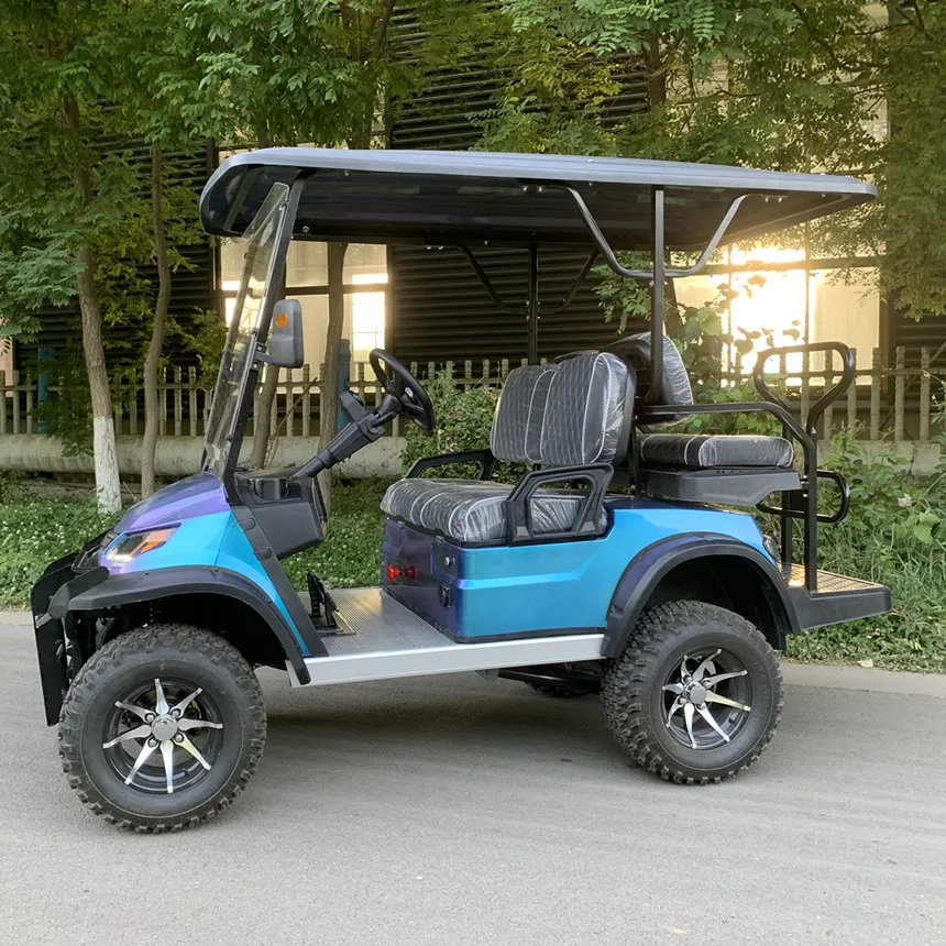 New Popular High Performance Manufacturing Golf Cart Electric Golf Cart 14 Inch Off-Road Tires Black Upholstered Seat Bumper