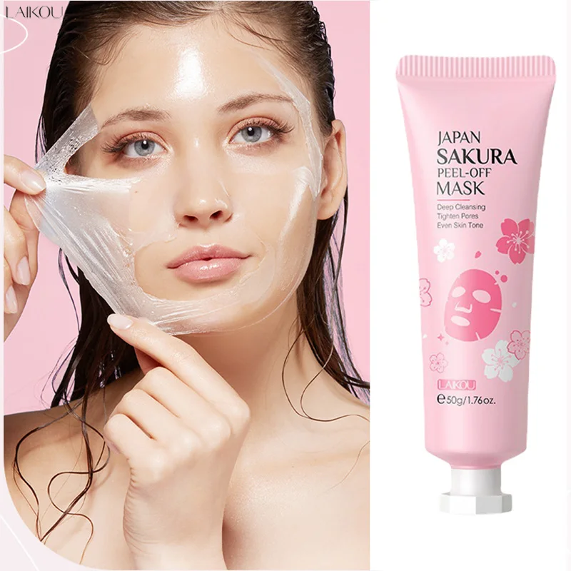 Laikou Sakura Peeling Face Mask Deep Cleansing Anti Aging Hydrating Repairing Brighten Skin Tone Facial Skin Care 50g