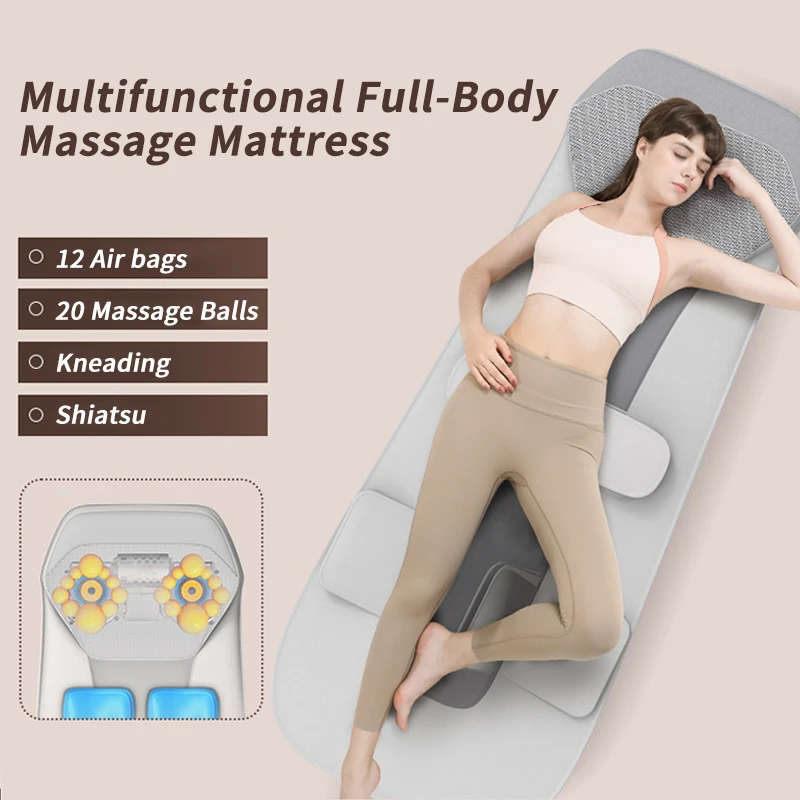 Jinkairui Airbag Heated Neck Massager Full Body Massage Mat Mattress Traction Lumbar Vibration with Remote Controller