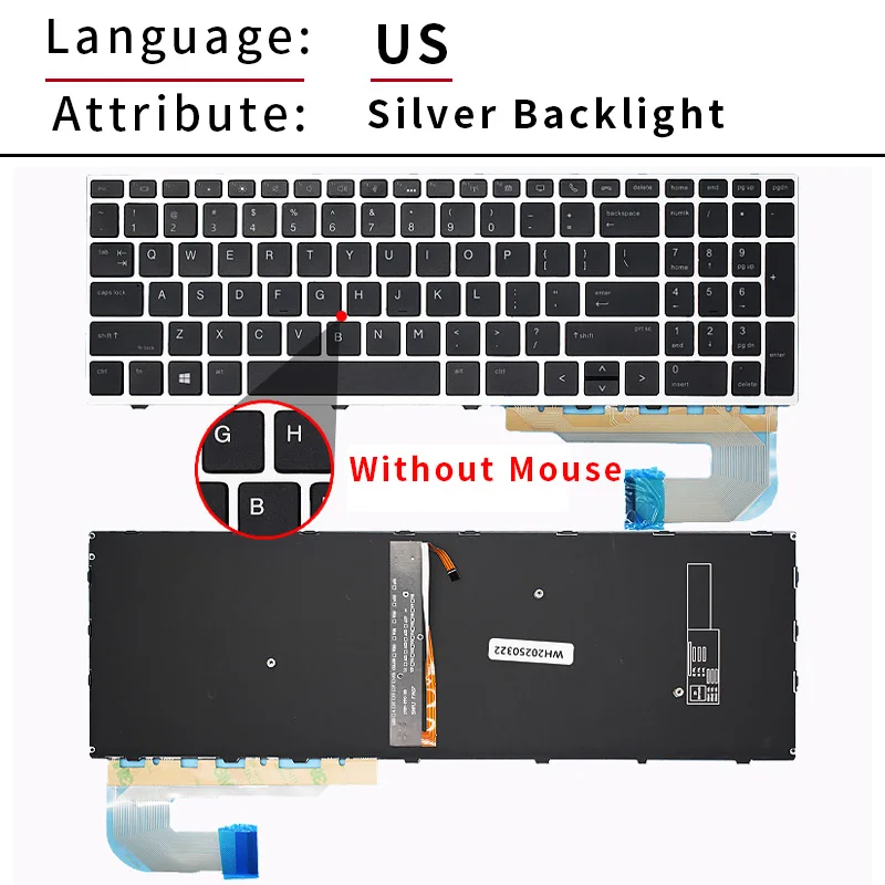 HP EliteBook 855 850 G5 G6, ZBook 15u g5 g6 HPM17B7 백라이트 용 교체 미국/러시아 스페인어 노트북 키보드
