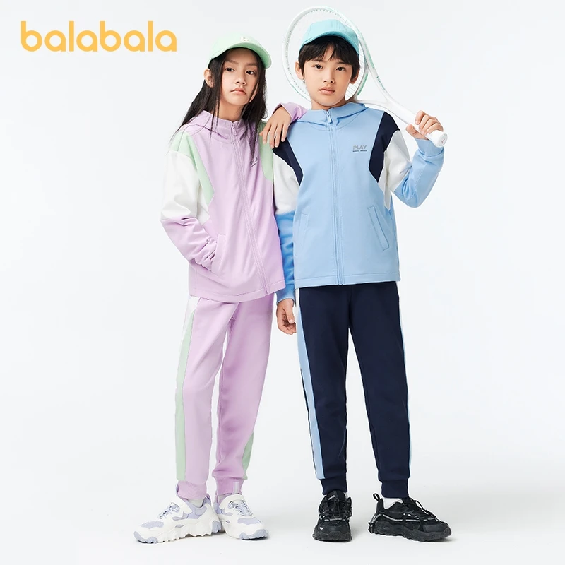 Balabala Long-Sleeve Suit Boys Girls 2024 Spring New for Preteens and Teens Stylish Children Sports and Leisure Two-Piece Set