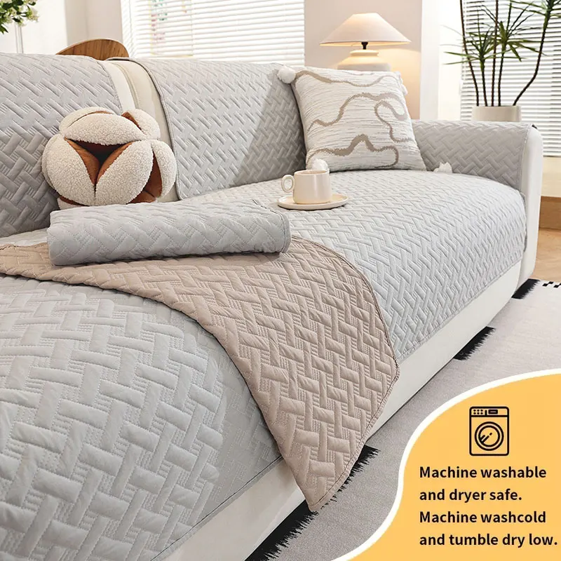 1PC-Sofa mat for all seasons, solid color anti slip sofa mat, anti cat scratch, anti stain, living room, bedroom sofa mat