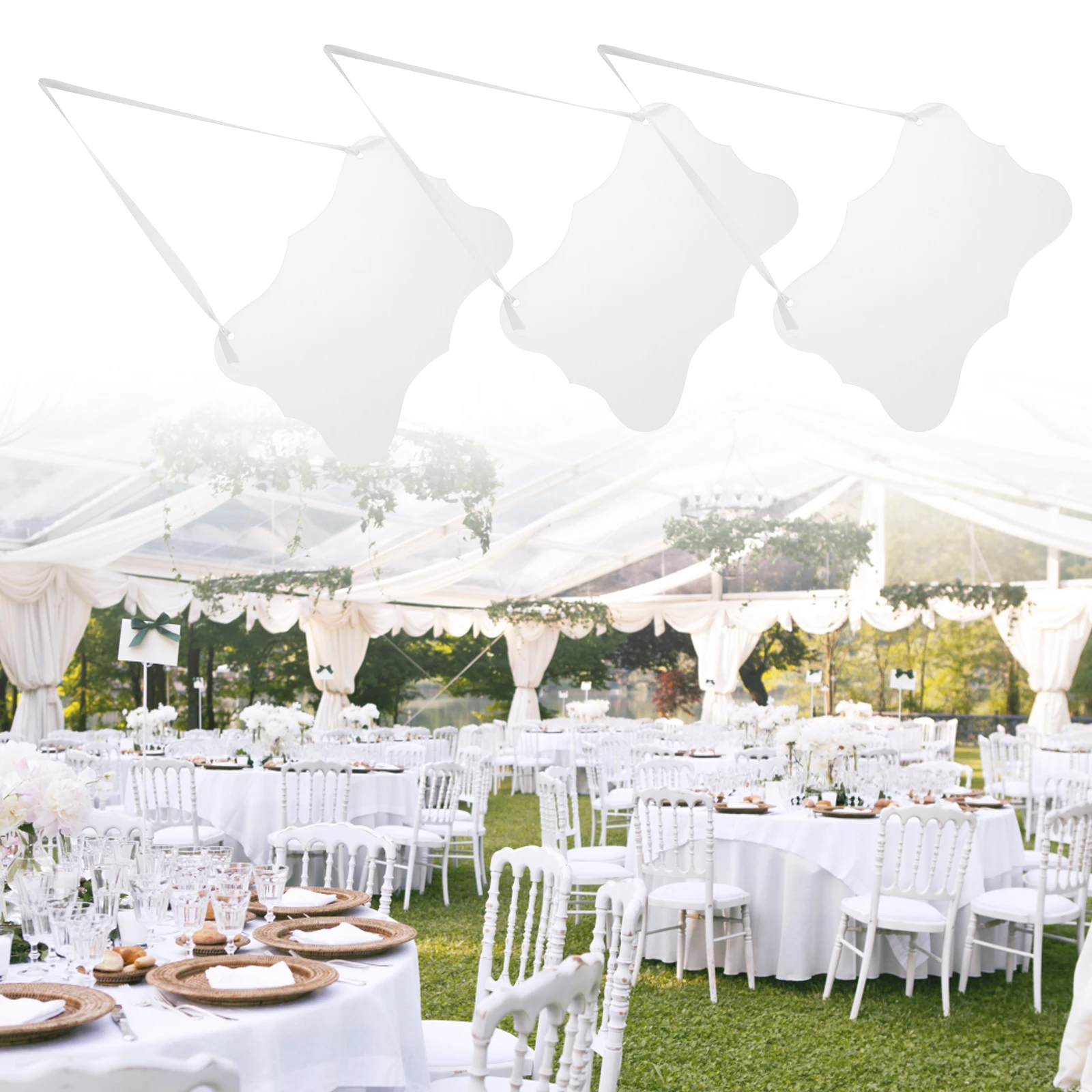 

4pcs Hanging Signs Clear Acrylic Reserved Hanging Signs Reserved Decor DIY Blank Pendants Chair Props Scene Party