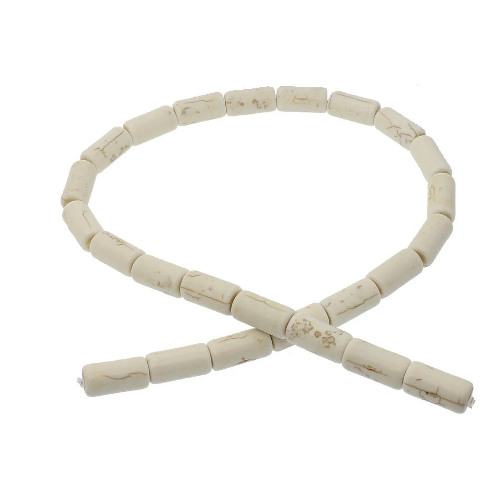 White Howlite Cylindrical Natural Stone Necklace Bead Pine  Round Tube Loose Beads for Making Bracelet Earrings Jewelry