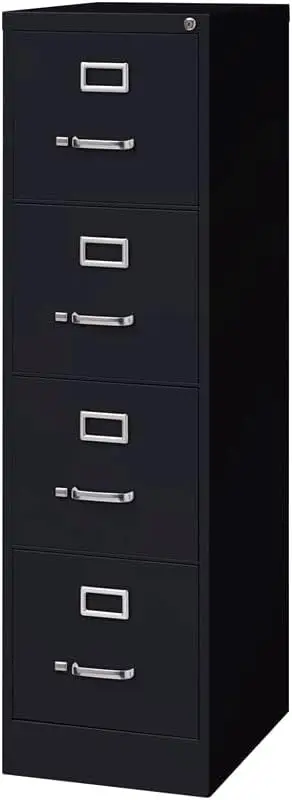 Pemberly Row 4 Drawers 52" Vertical Black Metal Filing Cabinet Lockable Pre-Assembled Stationary Legal/Letter Size for Home, Off