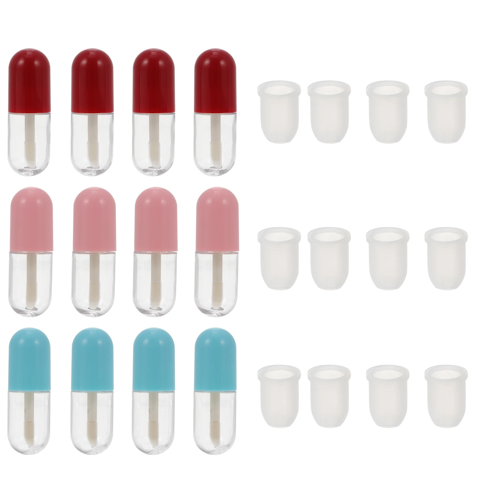 

12 Pcs Mini Lip Gloss Tubes Empty Lipstick Bottles Blue Pink Red 4 Each Portable Containers For Lip Balm Gloss Oil Lotion