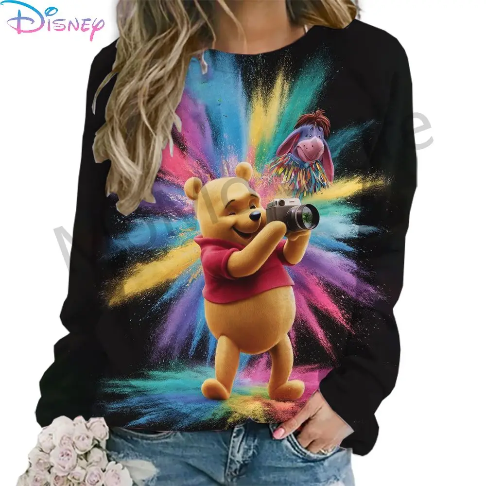 Women's Long Sleeve Sweatshirts Disney Winnie The Pooh O Neck High Quality Youthful Woman Clothes Kawaii Party Pullovers Winter