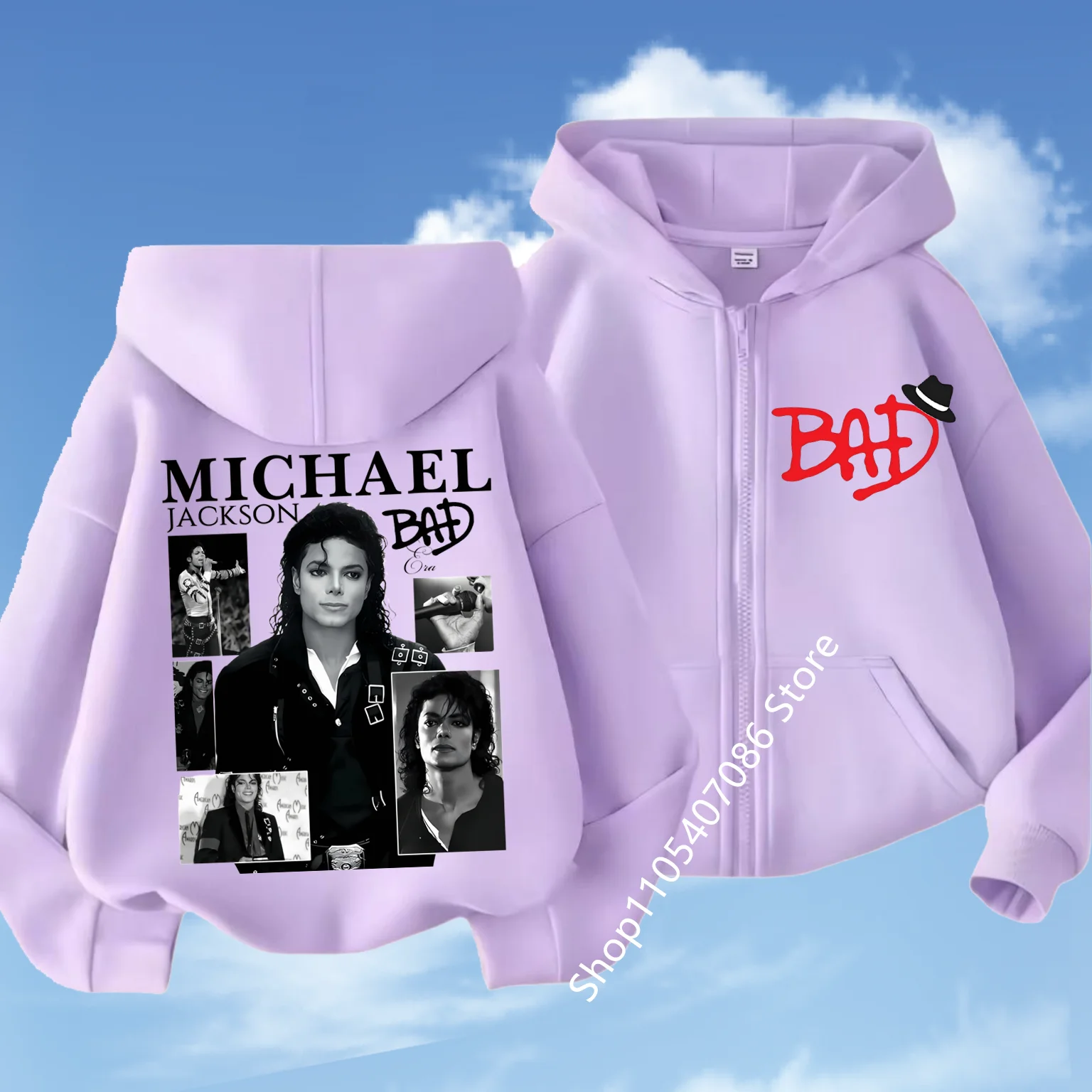 Michael Jackson Thin Long Sleeve Zipper Jacket Boys Hooded Clothes Autumn Spring Singer MJ Zip Up Streetwear with Pocket Tops