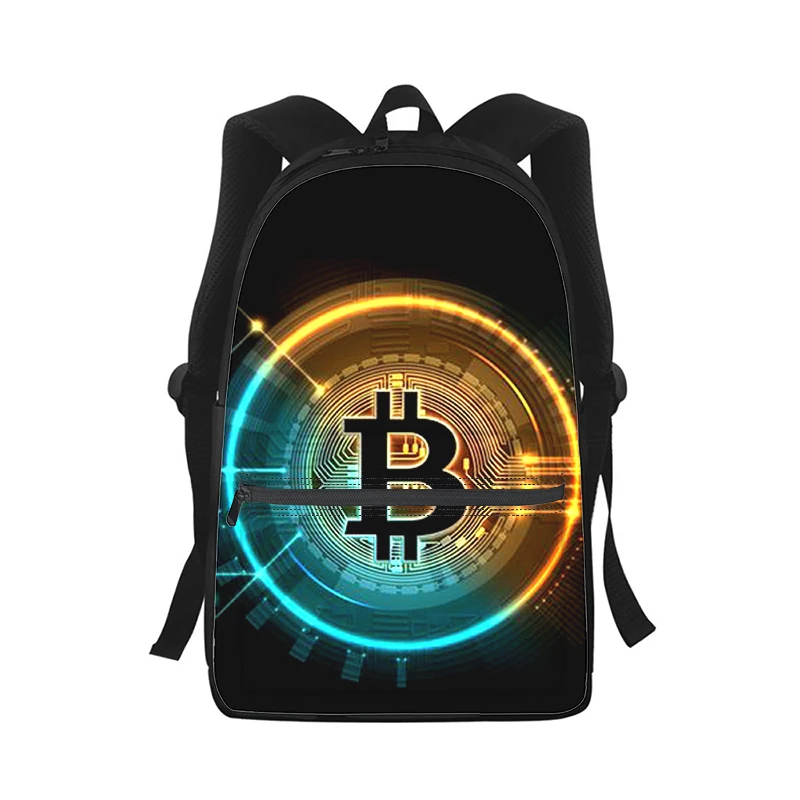 Bitcoin money currency uomo donna zaino 3D Print Fashion Student School Bag zaino per Laptop borsa a tracolla da viaggio per bambini