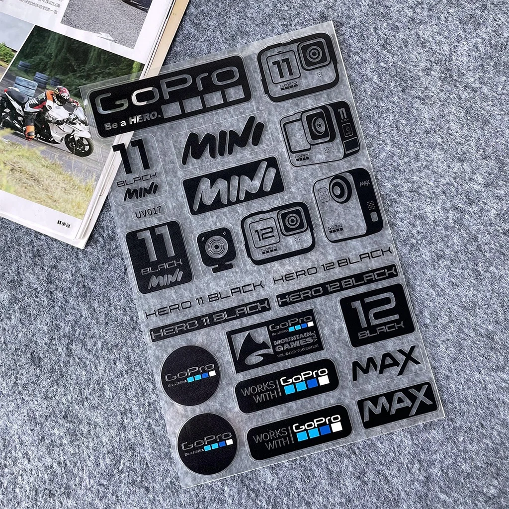 3D UV GoPro Hero Sticker Hero 9 Black Motorcycle Trunk Body Helmet Decals