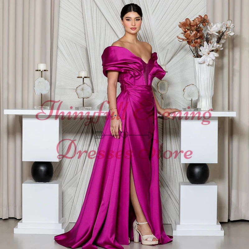 Thinyfull Women Mermaid Prom Evening Dresses Off The Shoulder Side Slit Party Dress Formal Night Cocktail Prom Gowns Custom Size