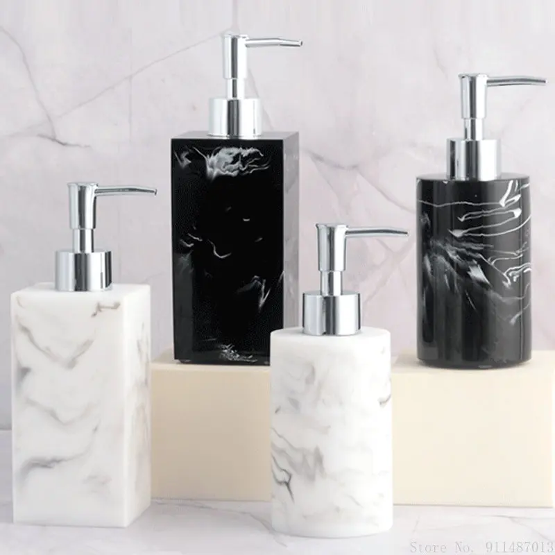 Hotel Shower Gel Lotion Bottle Luxury Marble Texture Black/White Sanitary Ware Supplies Resin Hand Sanitizer Subpackage Bottle