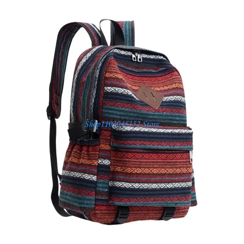 Mochila escolar cómoda y funcional gran capacidad Viajes Day Pack mochilas étnicas Bolsa lienzo para estudiante