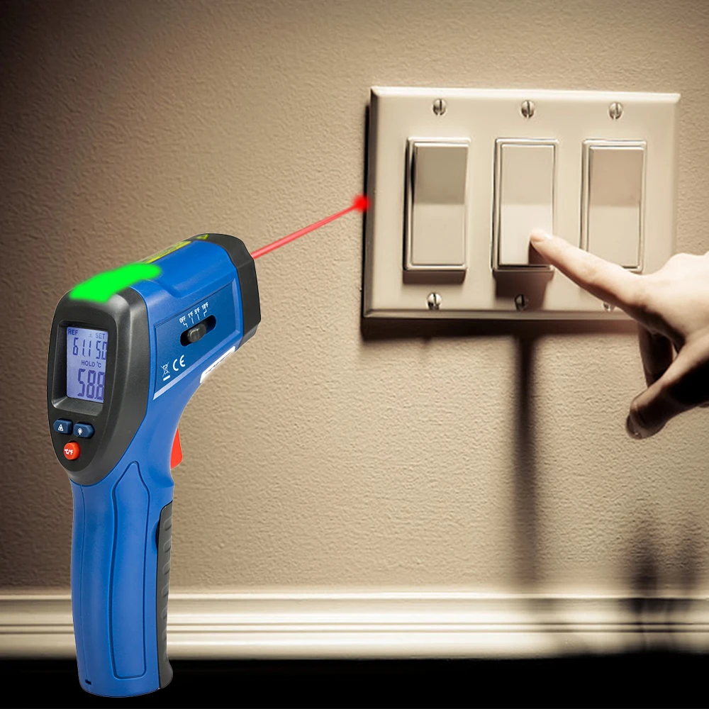 Thermal Leak Detector, Non-Contact Infrared Thermometer Temperature Gun with Audible Alarm 1% of reading