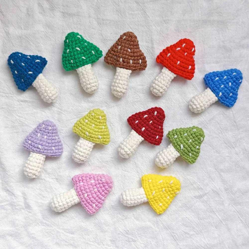

Crochet Handmade Small Mushroom Decoration Acceessories, Crochet Color Mushroom for Clothes Decoration, Knitting Pendants
