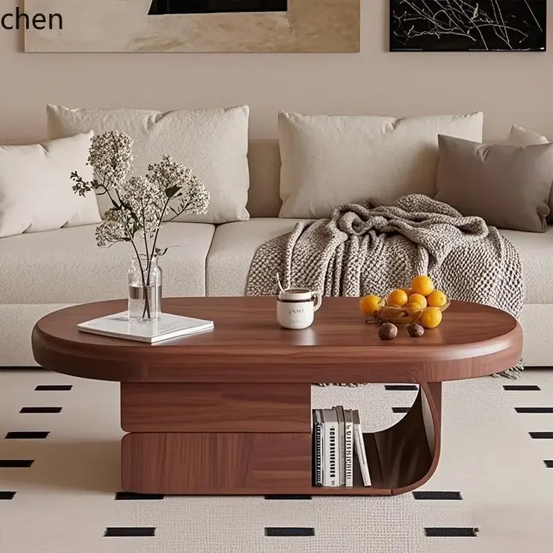 YFY  apartment type living room household special senior oval designer rock slab wabi sandy wind solid wood