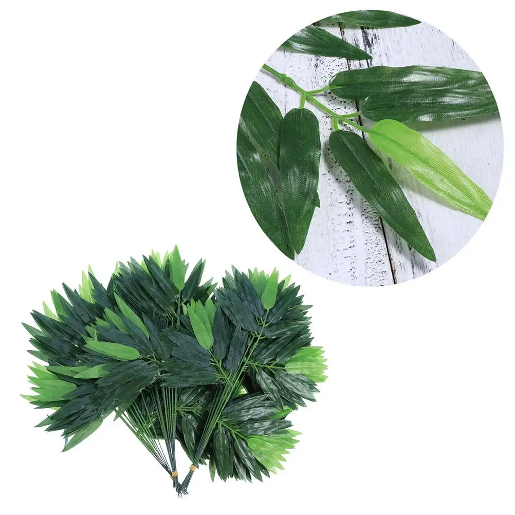 

100 Pcs Bamboo Leaves Decorative Green Plants for Crafts Party Home Garden Decorative Leaves Wall Decor Lifelike