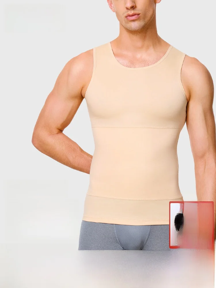 

TOAO Men's Fitn Vest Strong Waist Trimmer Base Layer Spor Slimming irt Double Layer Abdomen Tightener All-Season Wear