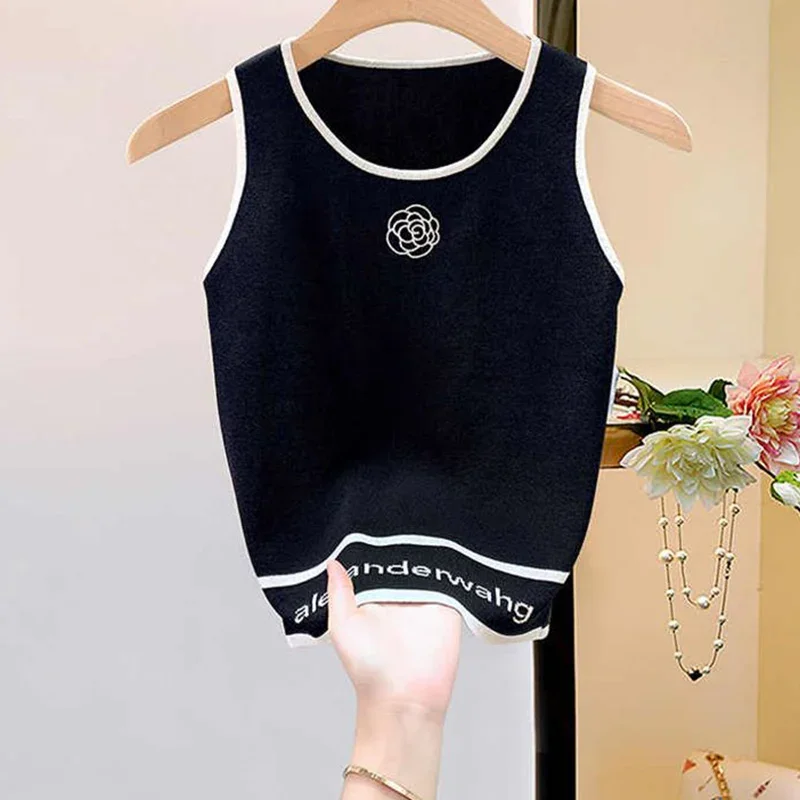 Femme Simplicity O-neck Sleeveless Tank Top Summer Women Clothing All-match Slim Knitting Top Tee Fashion Jacquard Pullovers