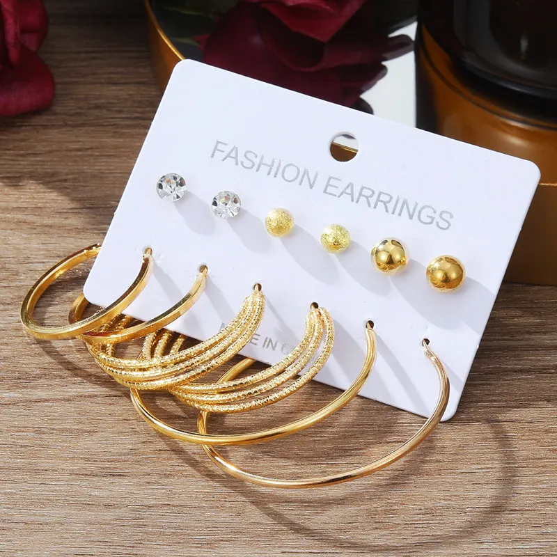 IFKM Boho Circle Hoop Earring Set Color oro donna Bohemia Pearl Vintage Heart Drop Earring Heart zircone Ear Studs Jewelry