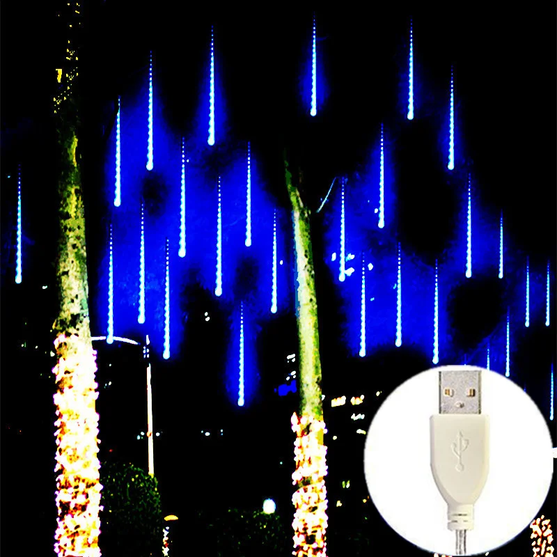 

Street Light USB Meteor Shower Rain LED Fairy String Lights Festoon Wedding Christmas Party Decorations 2025 Ramadan Decorations