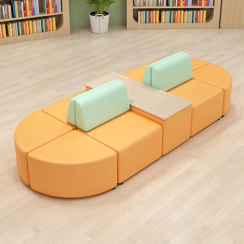 로비 도서관 및 과외 수업의 양면 휴게 공간에 있는 독창적인 특수 형태의 사무실 소파 조합