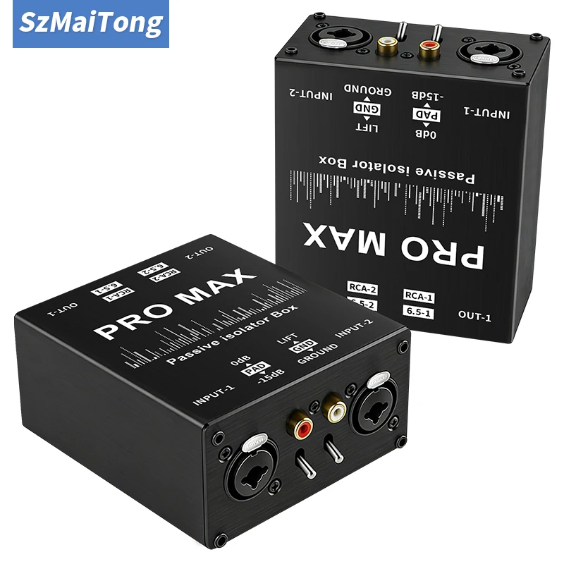 2-Channel XLR Audio Isolator Noise Reduction Filter Eliminates Current Noise for 6.5mm Mixer Dual-Channel Isolator Box