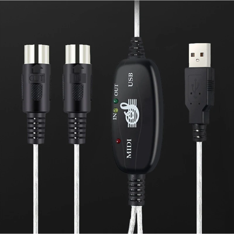 Audio cable Keyboard to PC USB MIDI Cable Converter PC to Music Keyboard Cord USB IN-OUT MIDI Interface Cable