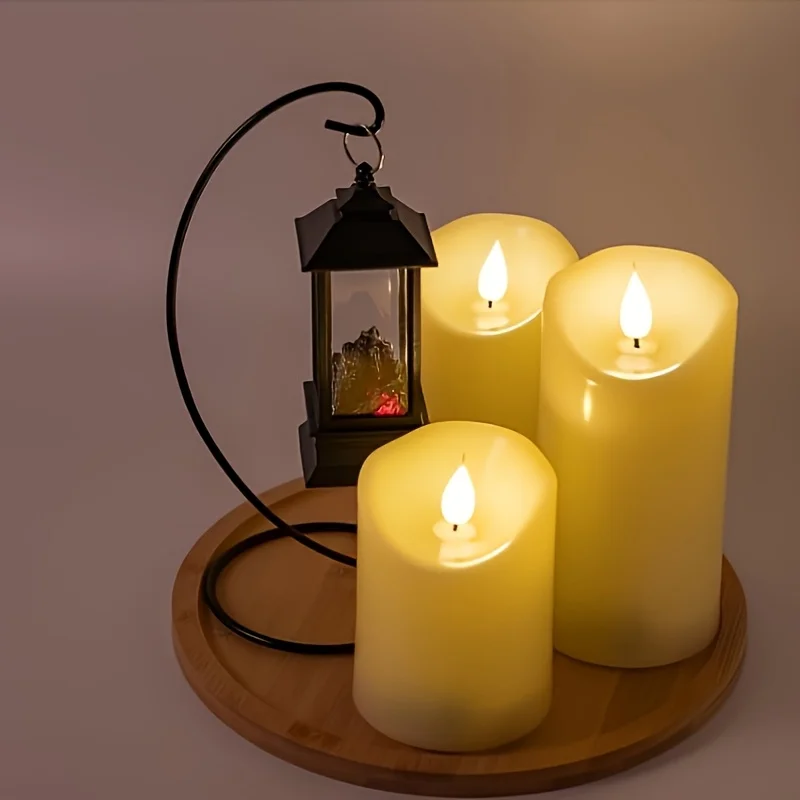 

3 Pack 3D LED Flameless Flickering Candles with Remote Dimmer Battery Powered for Halloween Christmas Party Decor114