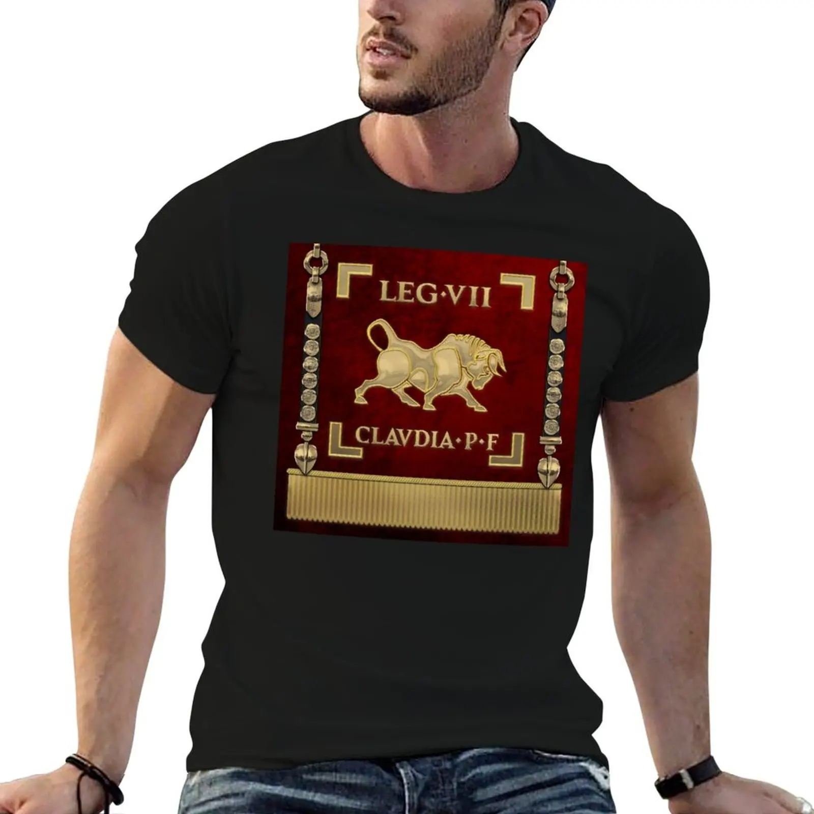 Camiseta estándar de la Séptima Legión de Claudio - Vexillum de Legio VII Claudia Pia Fidelis, camiseta de lujo para hombre