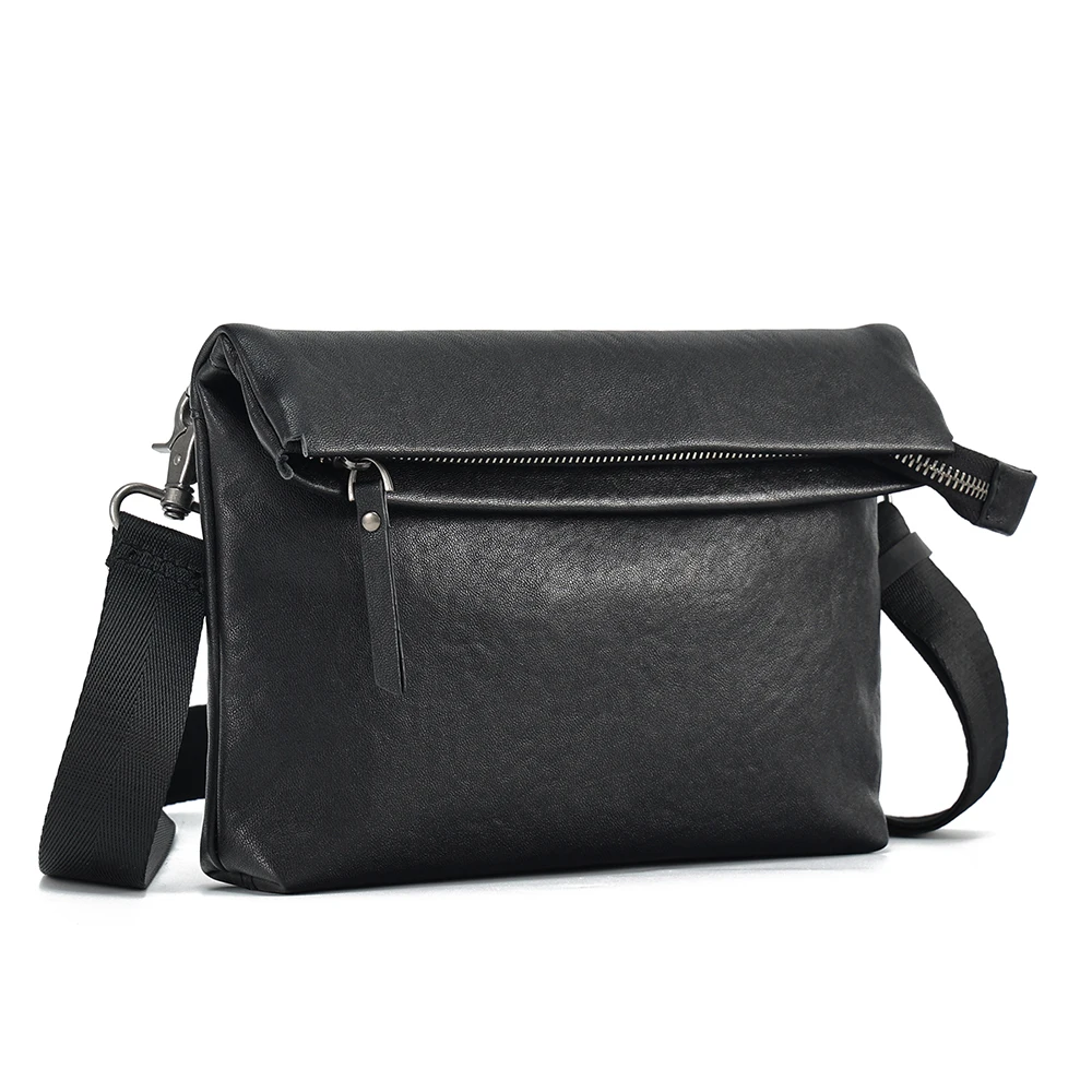 

Genuine Leather Men Crossbody Bags High Quality Cowhide Leather Black Shoulder Bag Male Fashion Small Cluth Bag Messenger Bag
