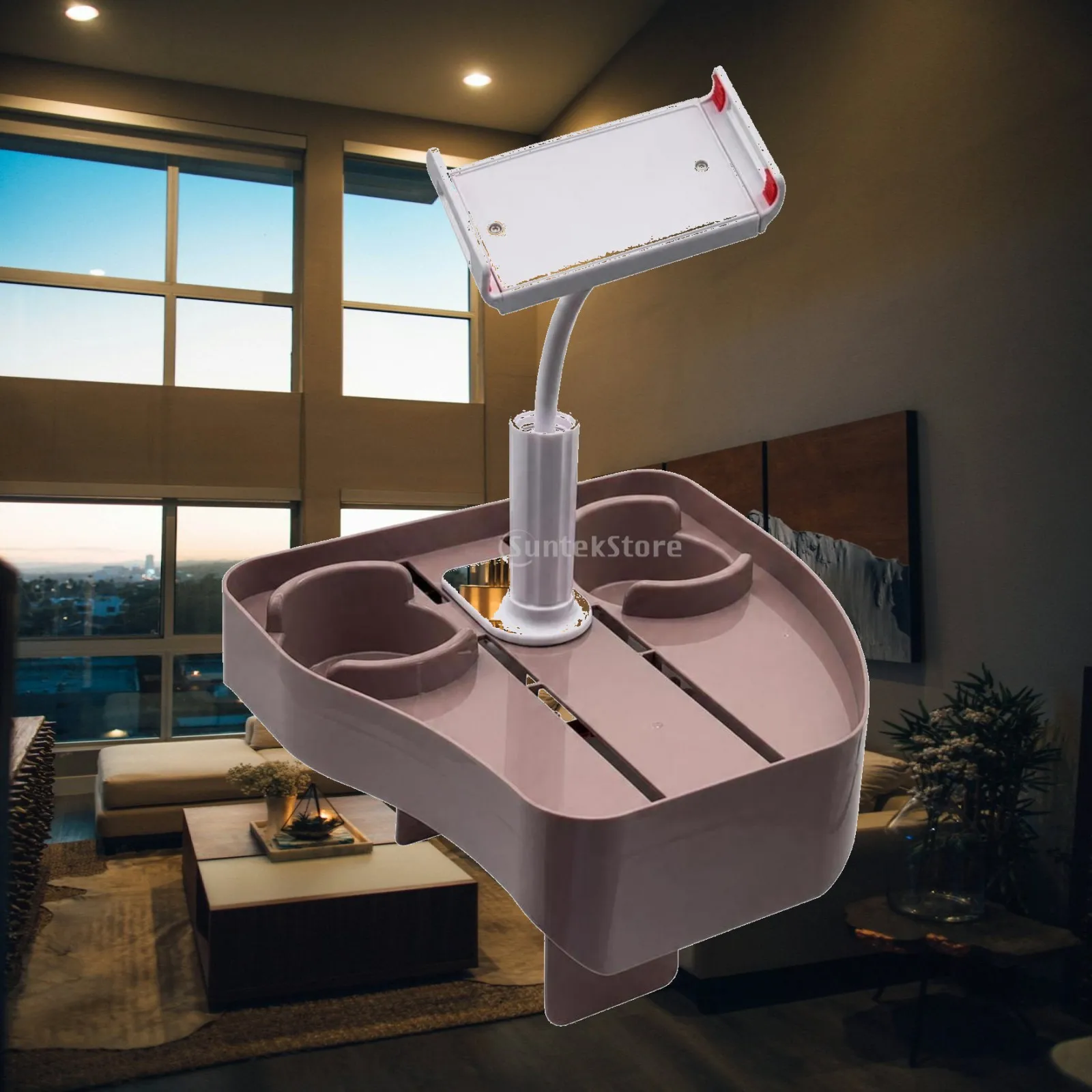 Outdoor Pool Phone Holder with Beverage Base for Spa Edge Plastic Caddy for Patio Deck Accessories