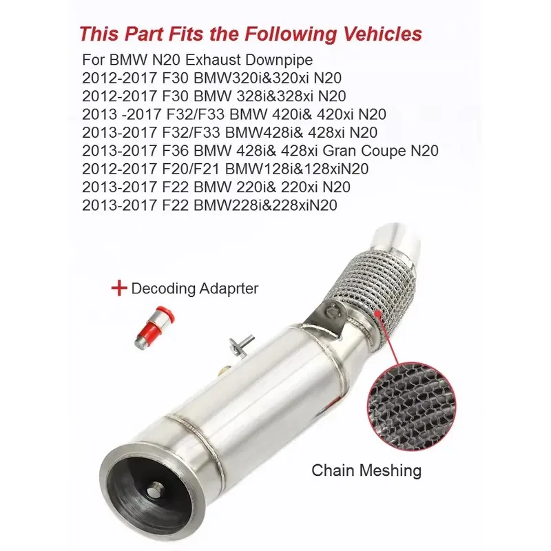Hot Sale Car Exhaust Pipe Exhaust Tip Downpipe for N20 F30 320i 328 F32 F33 420i 428i F20 F21 128i F22 220i 228