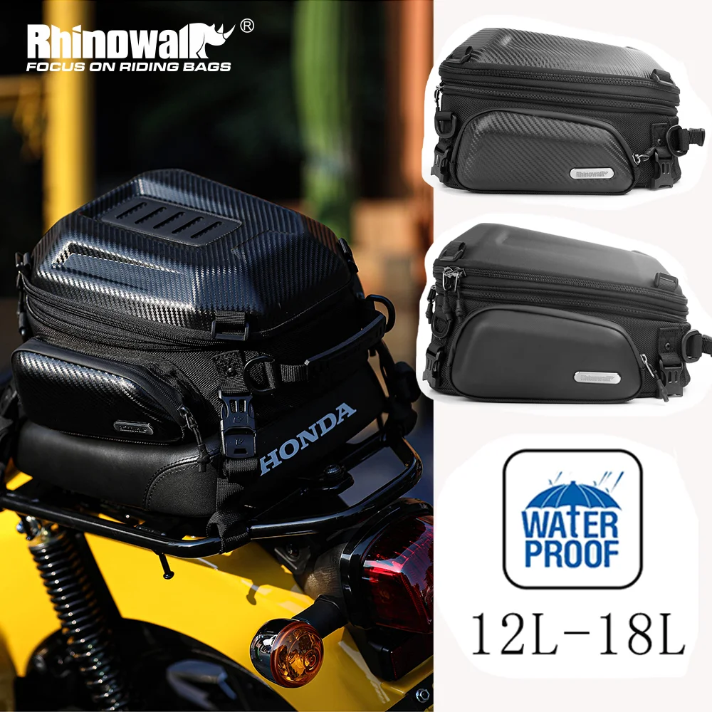 

Rhinowalk Motorcycle Back Seat Bag 12L-18L Expandable Motor Hard Shell Backpack Outdoor Motocross Trunk Tail Bag Pannier Luggage