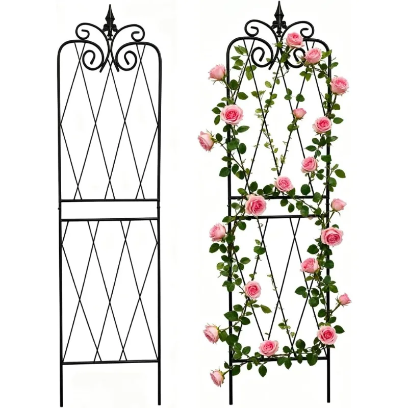 #Metal Plant Trellis for Climbing Plants Outdoor 59 x 15 Inch Rustproof Vine Support Panel Garden Structures A Type 2