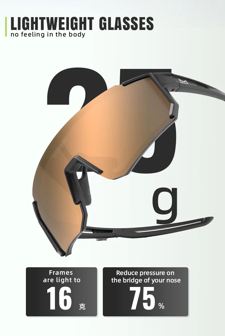 MWWIN Mode Radfahren Brille Sonnenbrille für Männer UV400 Frauen Fahrrad Brillen Straße Fahrrad Fahren Outdoor Sport Marathon Triathlon – Detail 5